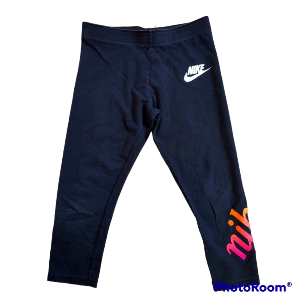 Nike Black Cotton Capris Pink Orange Yellow Girls Size Large